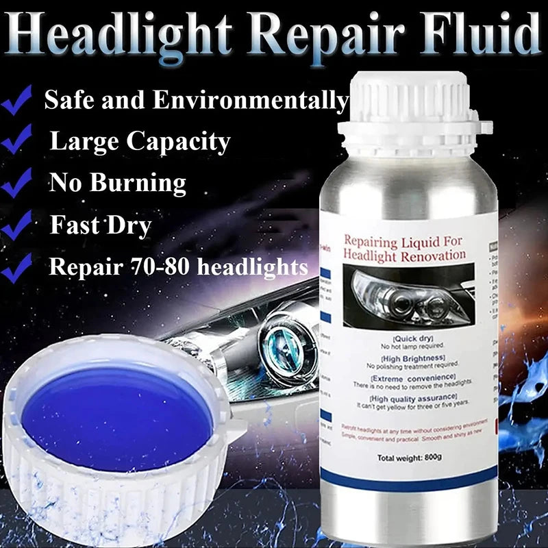 Car Headlight Polishing Liquid Polymer Car Headlamp Renovation Restoration Cleaning Agent 800ML/200ML Auto Repair Accessories Oasis Select