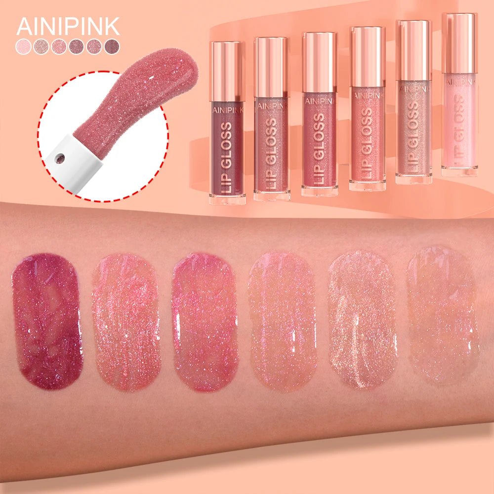 Glitter Lip Gloss Lipstick, Lip Tint Moisturizing Hydrating Long Lasting Non-Stick Cup Waterproof Nude Lip Plumper High Pigment Oasis Select