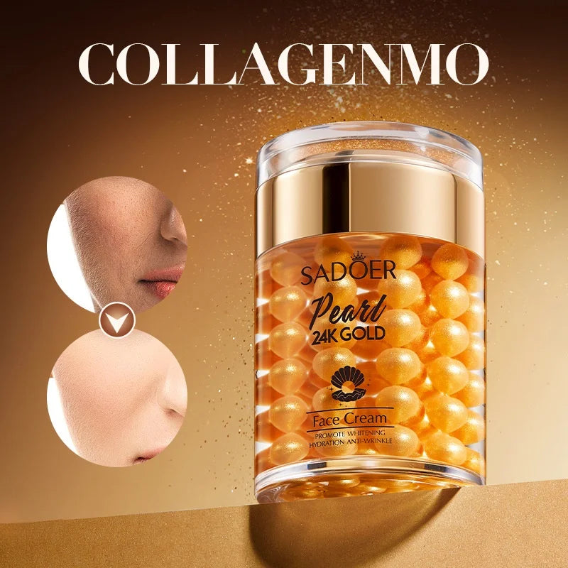 SADOER 24K Golden Pearl Collagen Facial Moisturizer for Whitening Moisturizing Anti -wrinkle Brightening Skin 60g Oasis Select