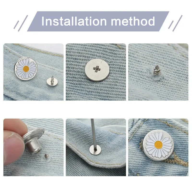 10/20Pcs Metal Jeans Buttons 17mm Replacement Screw Button Repair Kit Nailless Removable Jean Buckles Clothing Pants Pins Oasis Select