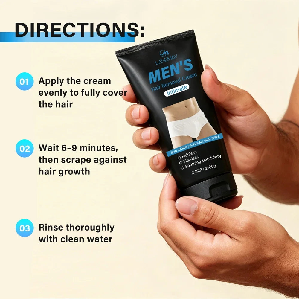 Men's Mild Hair Removal Cream, Gentle Care Formula, Fast Removal, Clean Smooth Refreshing Hydrating Body Depilatory Cream Oasis Select