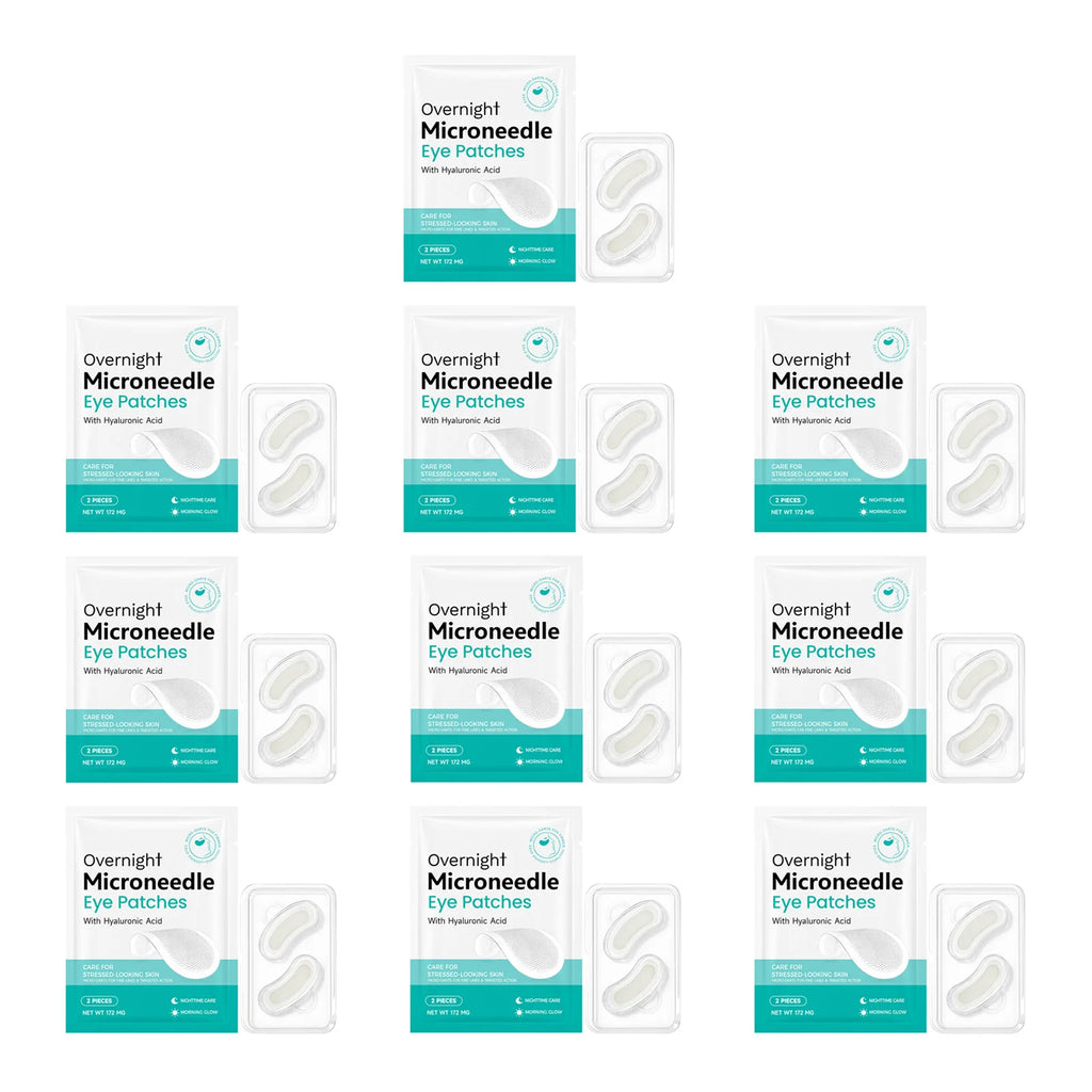 Microneedle Eye Patches Hyaluronic Acid 0.25mm Overnight Under Eye Mask for Dark Circles Fine Lines Hydrating Anti-Aging Eye Car Oasis Select 20pcs