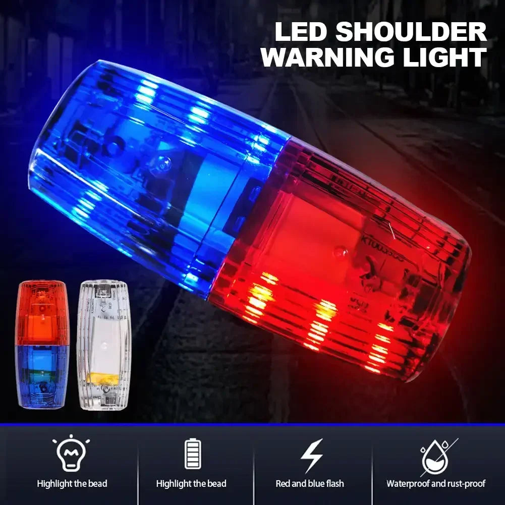 LED Shoulder Warning Light Red Blue Police Shoulder Clip Light Sanitation Worker Safety Patrol Alarm Flash Signal Strobe Lamp Oasis Select