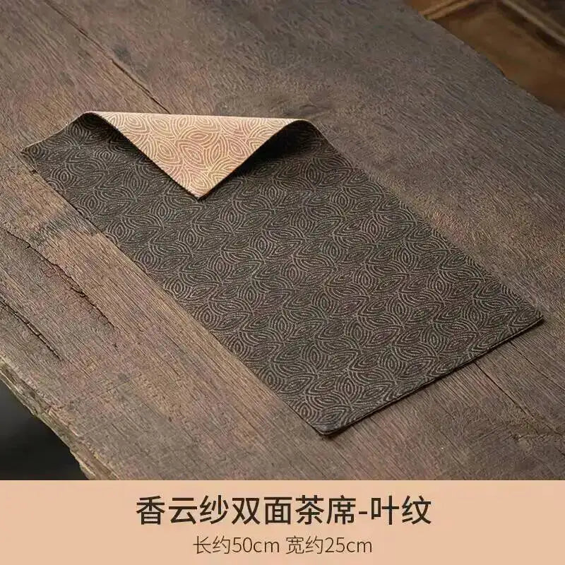Gauze Double-sided Dry Tea Mat Teapot Mat Chinese Zen Table Flag Tablecloth Tea Mat Tea Ceremony Oasis Select Mat - Leaf Pattern