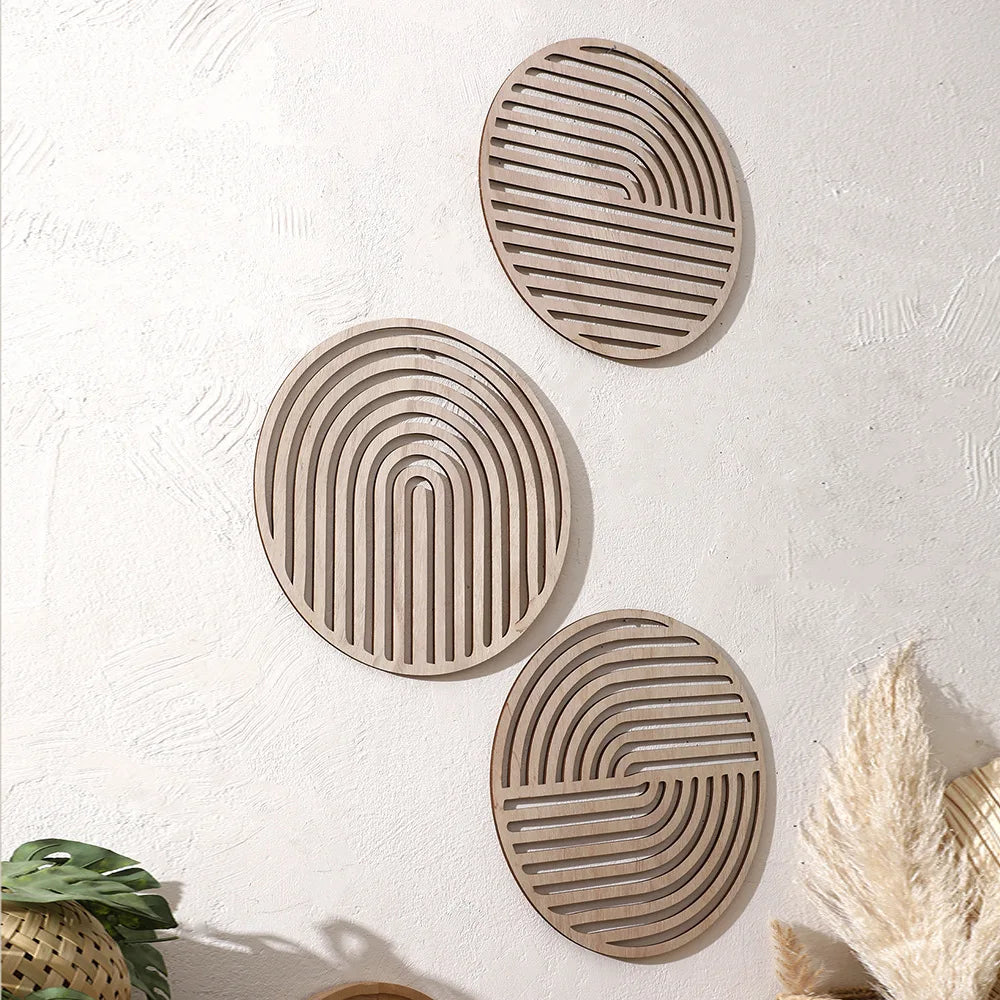 Carved Wood Hollowed-out Solid Wood Decals European Wooden Background Wall Decorative Home Art Pendant Aesthetic Room Decor Oasis Select