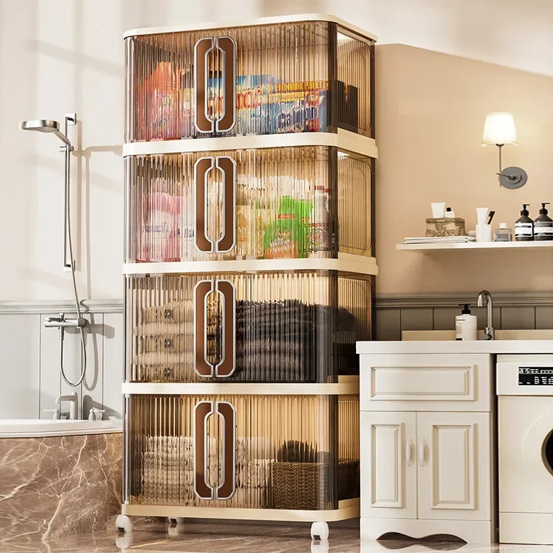 Household Folding Storage Cabinet Large Capacity Double Door Bedroom Clothes Toy Locker Free Installation Storage Box Oasis Select
