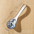 Japanese-style Small Blue And White Ceramic Spoon With Underglaze Decoration, Extended Length For Soup And Noodle Serving Oasis Select 9