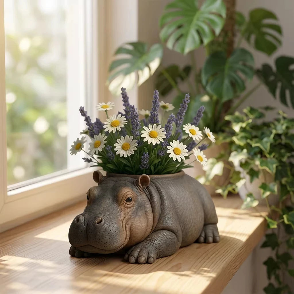 Cute Hippo Silicone Mold For Succulent Pot Candle Soap Concrete Non Stick Easy Demoulding DIY Craft Tool Oasis Select