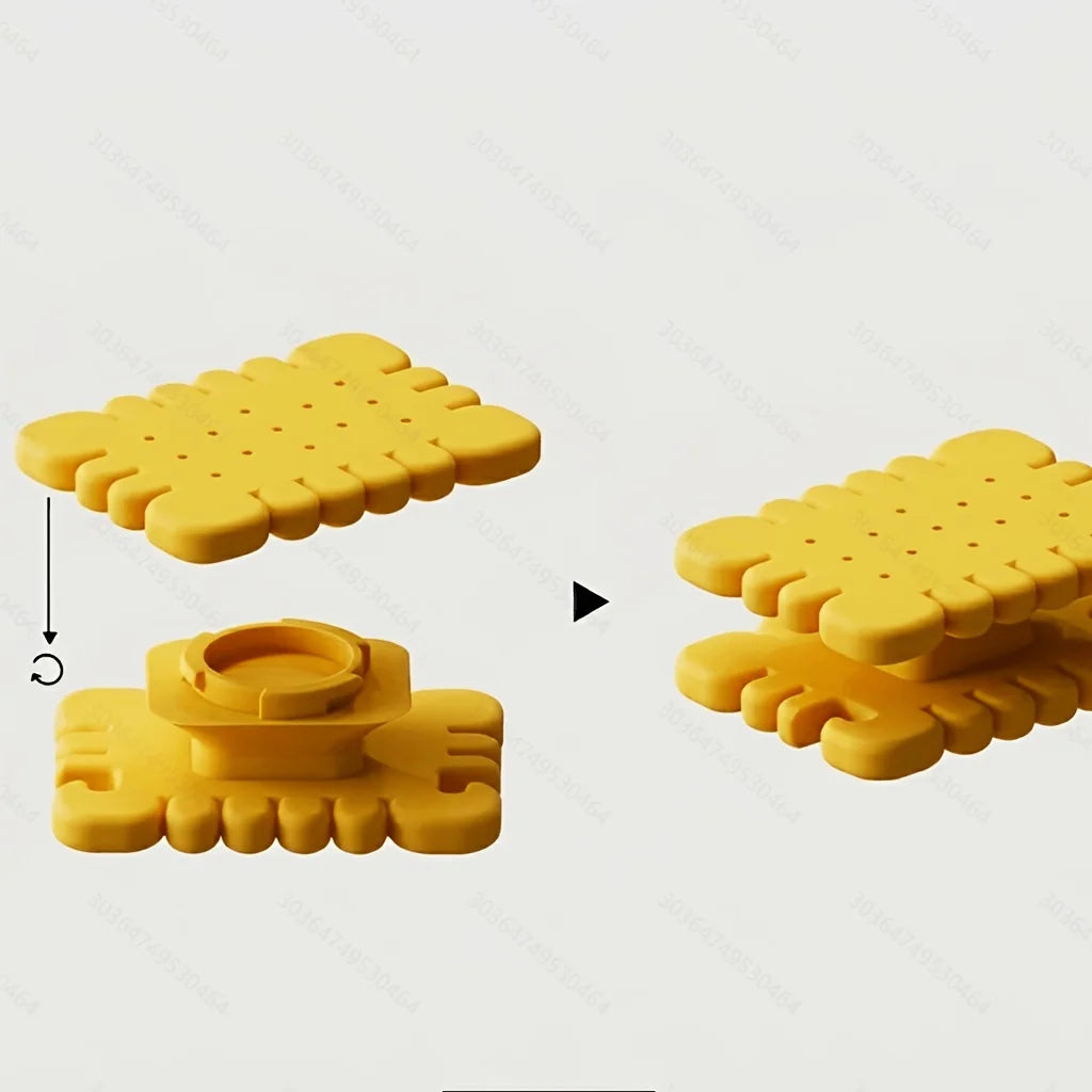 Cartoon Cookie Shape Cable Winder 3D Printed Mini Portable Travel Tools USB Charging Cord Wrapper Wire Fixer for Daily Use Gifts Oasis Select biscuit yellow 6.3x4.9x5.5cm