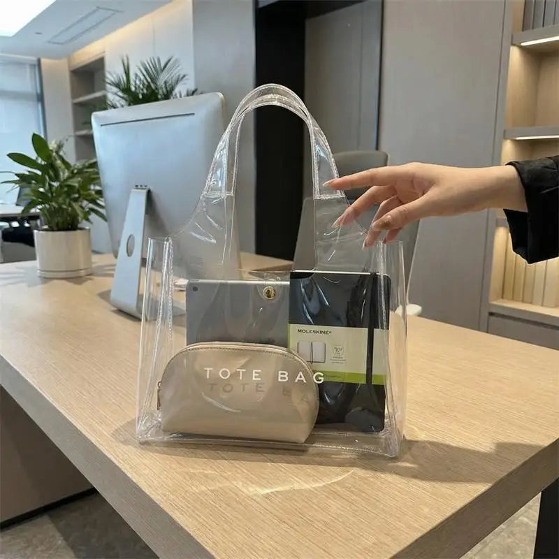 PVC Clear Fashion Shoulder Bag Women's Transparent Tote Bag PVC 투명 패션 숄더백 Сумка женская Daily Commute Bag Clear Shoulder Bag Oasis Select