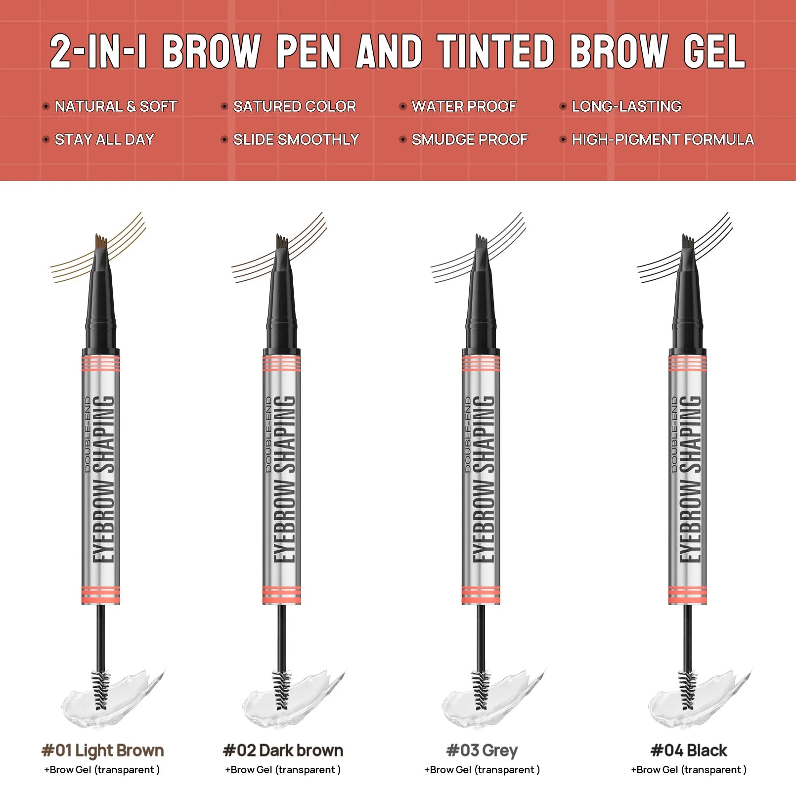 Hello Kiss 4-Prong Eyebrow Pencil – Waterproof, Long-Lasting