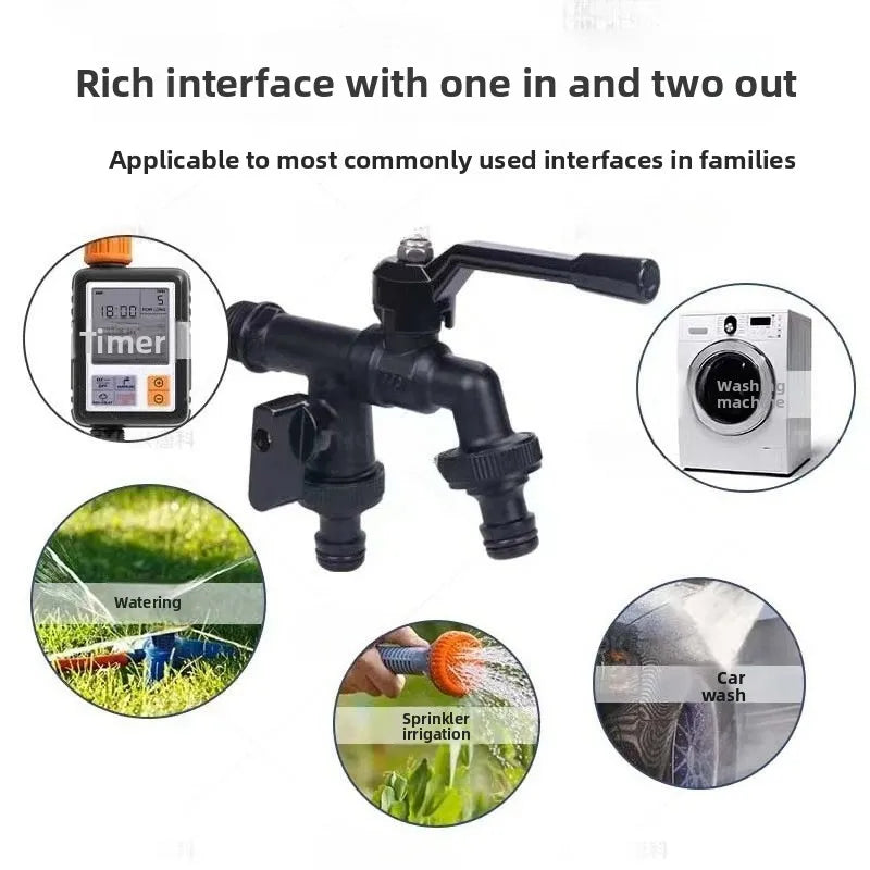Black Faucet Outdoor Garden Anti-Freeze Bibcocks With Dual Outlet For Washing Machine 1/2 Inch Outdoor Hose Faucet Garden Oasis Select