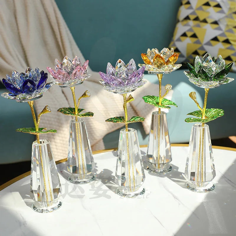 Crystal Lotus Creative New Lotus Living Room Coffee Table Opening New House Good Lianlian Simulation Flower Decoration Oasis Select