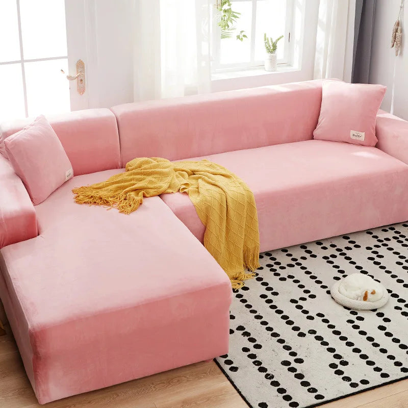 Light Luxury Simple and Modern Sofa Cover Full Coverage Elastic and Anti-slip Universal Nordic Style Sofa Cover Oasis Select Gold Velvet-Pink 3 people 190-230cm