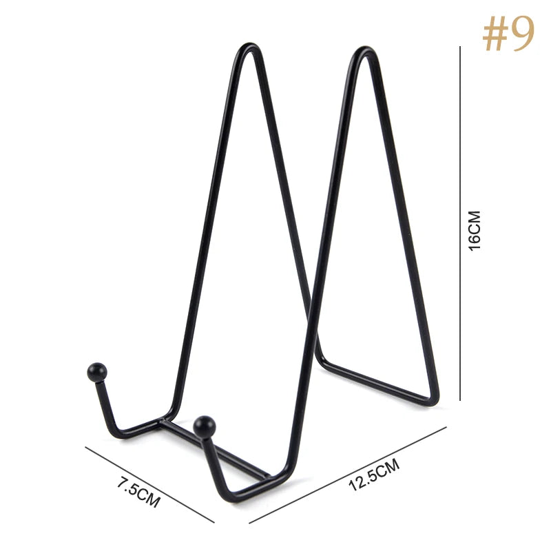 1pc Plate Display Stand Picture Easel Metal Plate Stands Holder Display Pictures Frame Photo Decorative Plate Dish Tabletop Arts Oasis Select 9