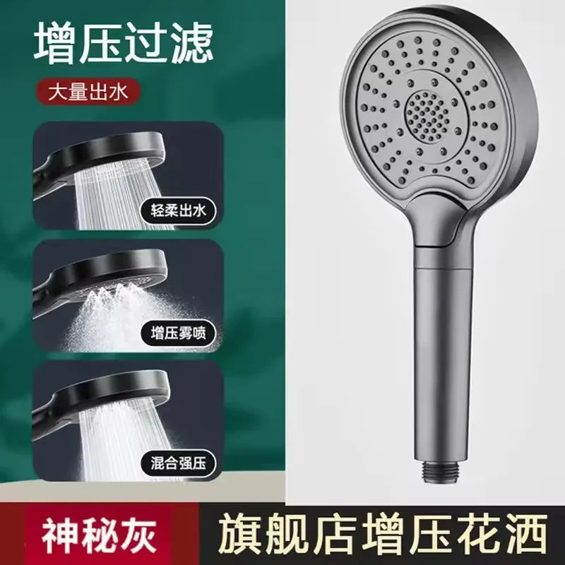 12CM Big Panel Handheld Shower Head 3 Functions Pressurized Water Saving Shower Head Faucet Replacement Bathroom Accessories Oasis Select Grey 120mm Shower