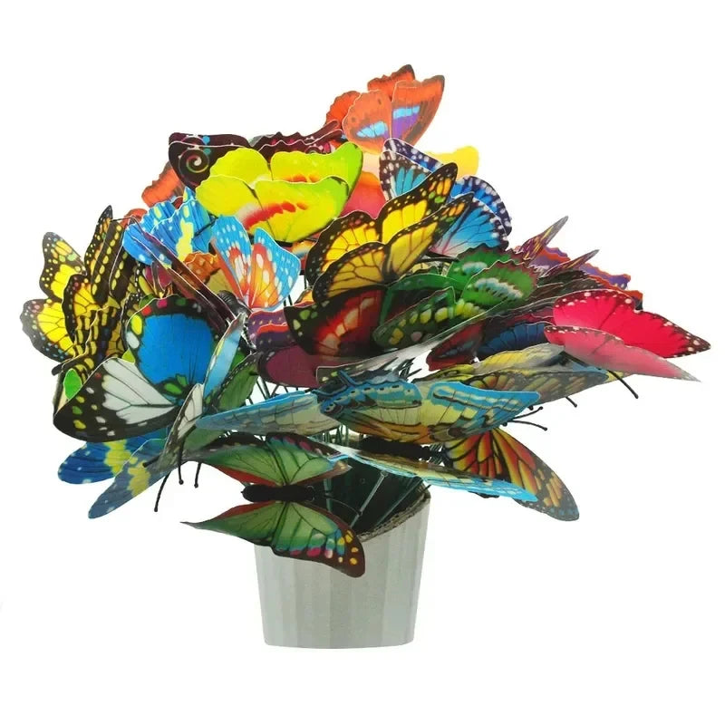 10/20/40/60pcs Fake Artificial Butterflies Stakes Colorful Simulation Butterfly Ornaments Garden Outdoor Yard Planter Flower Oasis Select