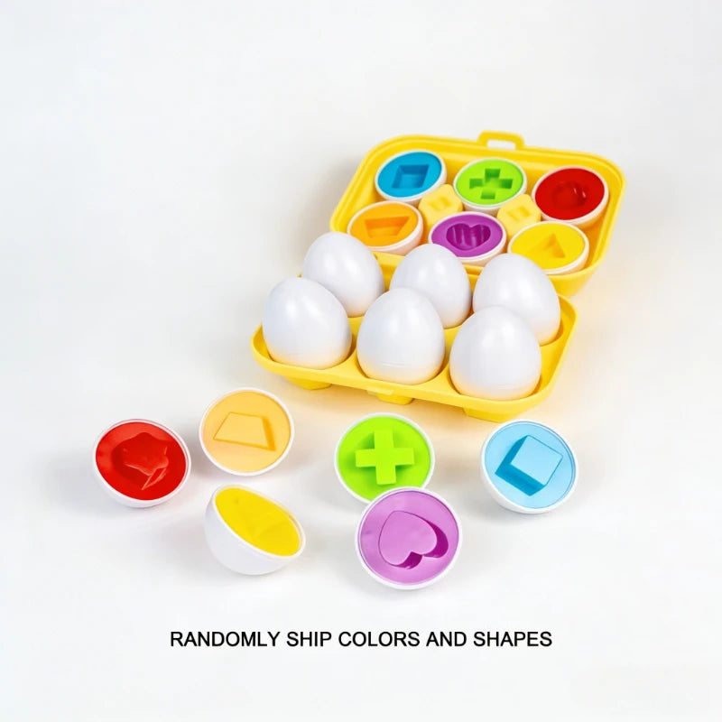 6/12pcs Color &Shape Matching Eggs Toy Set,Simulated Egg Shapes with Storage Box,Geometric Color Learning for Kids Children Toys Oasis Select