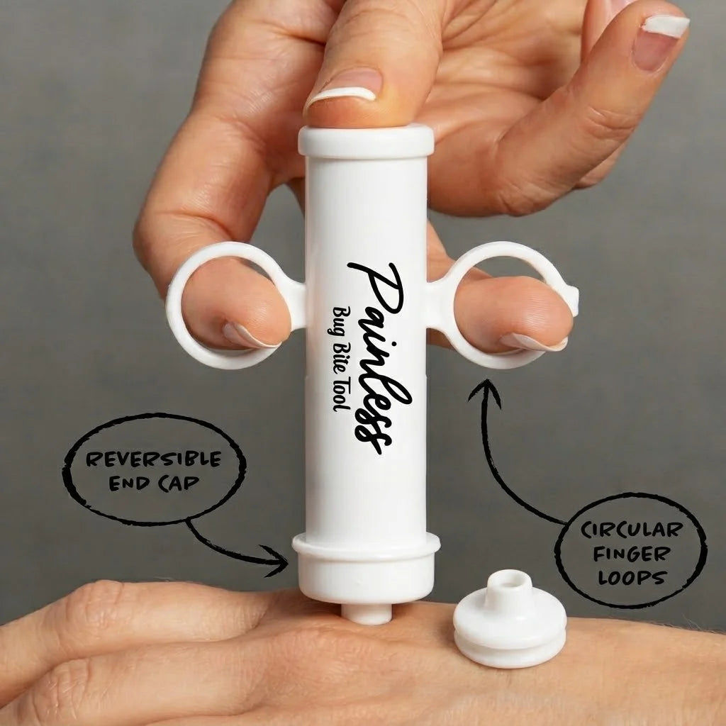 Negative-pressure suction device—for mosquito bites and bee stings naturally relieves discomfort caused by bites; chemical-free. Oasis Select
