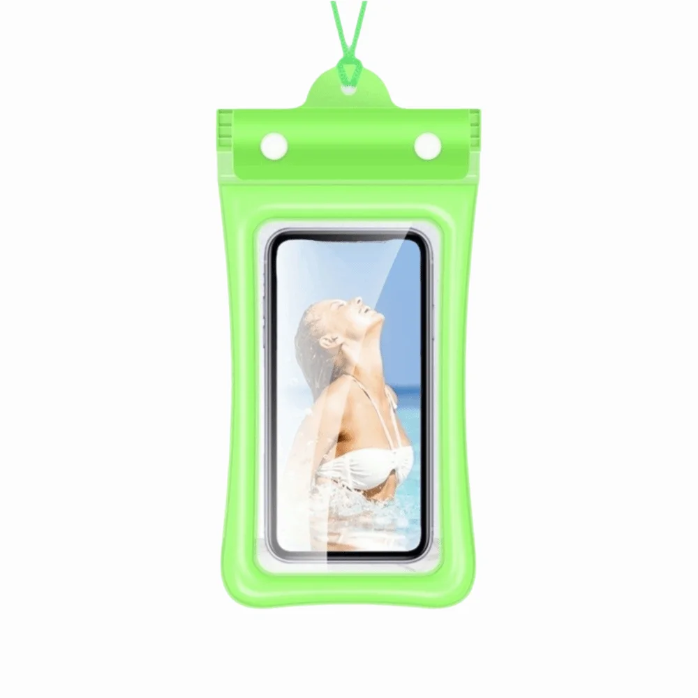 Floating Design Water-Sprinkling Festival Phone Pouch Transparent Touchable Swimming Bag Three Fold Full View Waterproof Bag Oasis Select Green