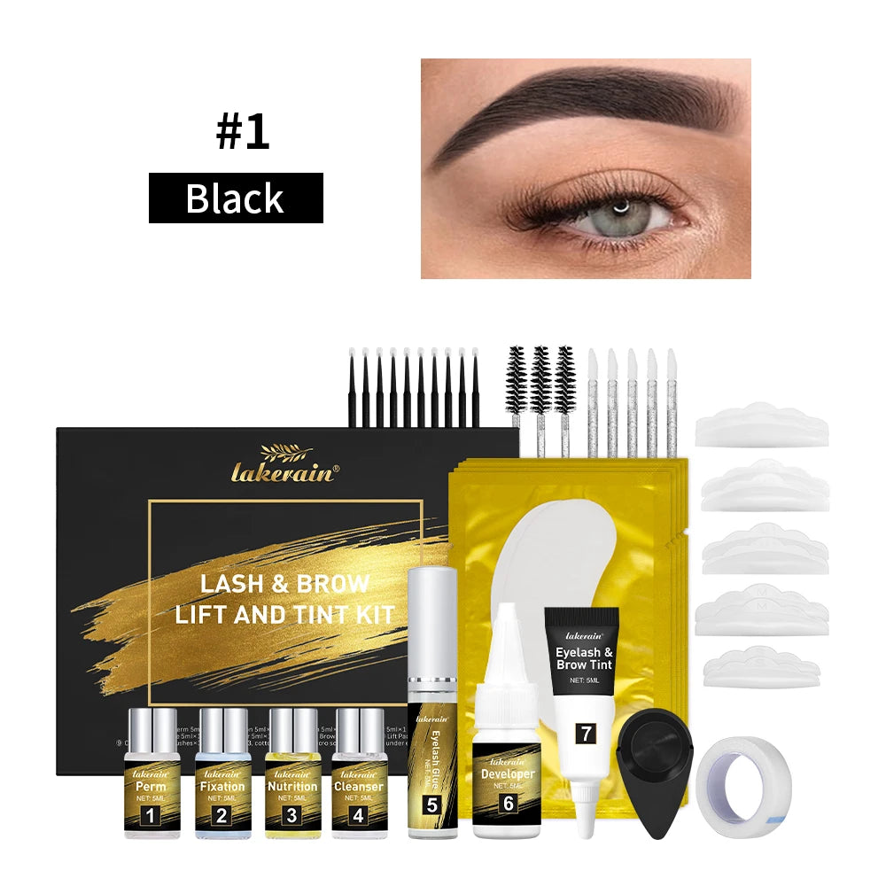 Lash & Brow Lift And Tint Kit Professional Eeylash Curling Brow Dyeing Long Lasting Salon Home Use Makeup Tools Combo Oasis Select Black