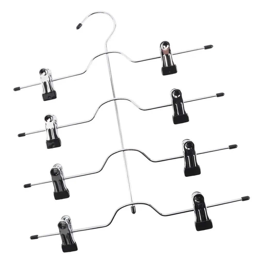4-Layer Stainless Steel Pants & Skirt Hanger with Sliding Clips