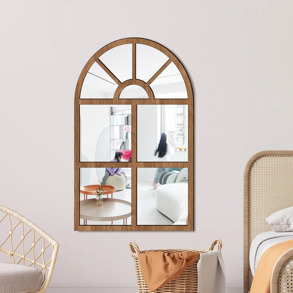 Wood and Acrylic Mirror Paste False Window Living Room Bedroom Study Decorative Wall Paste wall decor Oasis Select MZ422-B 82.6cm x 50.8cm