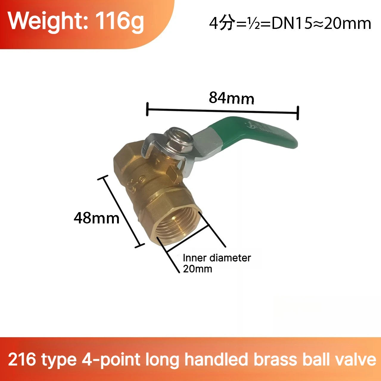 Brass Mini Ball Valve 1/2" 3/4"1inch BSP Type 216 Air Compressor Water Gas Oil Shut Off Valve Thicken Threaded Male To Female Oasis Select DN15 M