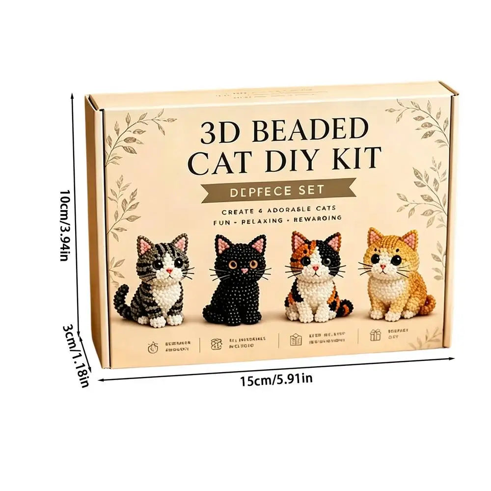 DIY Animal Beading Kit Cute Beginner-Friendly 3D Cat Funny Animal Beadwork Kit for Desk Decorations Bookshelf Decor Party Favors Oasis Select A