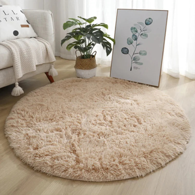 Super Soft Fluffy Round Rug Plush Carpet for Living Room Decor Cozy Bedroom Nursery Kids Room Home Floor Mat Decorative Oasis Select Khaki 100CM
