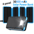 30000mAh Solar Power Bank Flip Panel Large Capacity IOS/Android USB Fast Charge Dual Charging Solar/Type-C Portable for Camping Oasis Select 30000mAh blue