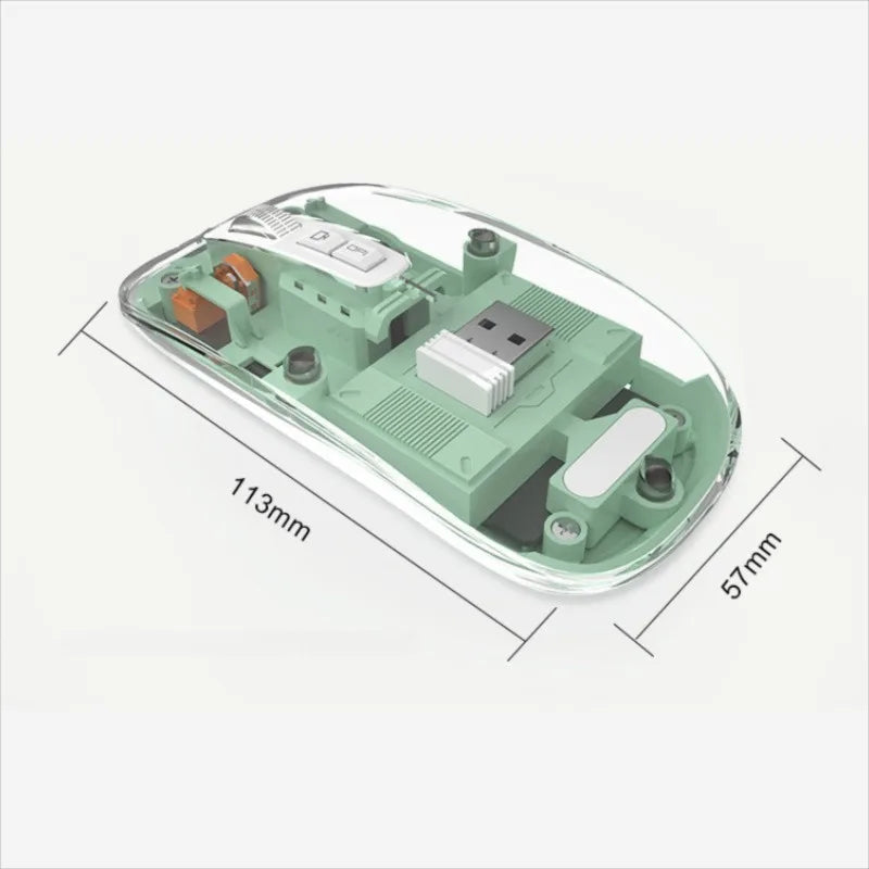 3 Modes Wireless Bluetooth Transparent Gaming Mouse DPI Adjustable Rechargeable Battery Display Silent Mice for PC ipad Laptop Oasis Select