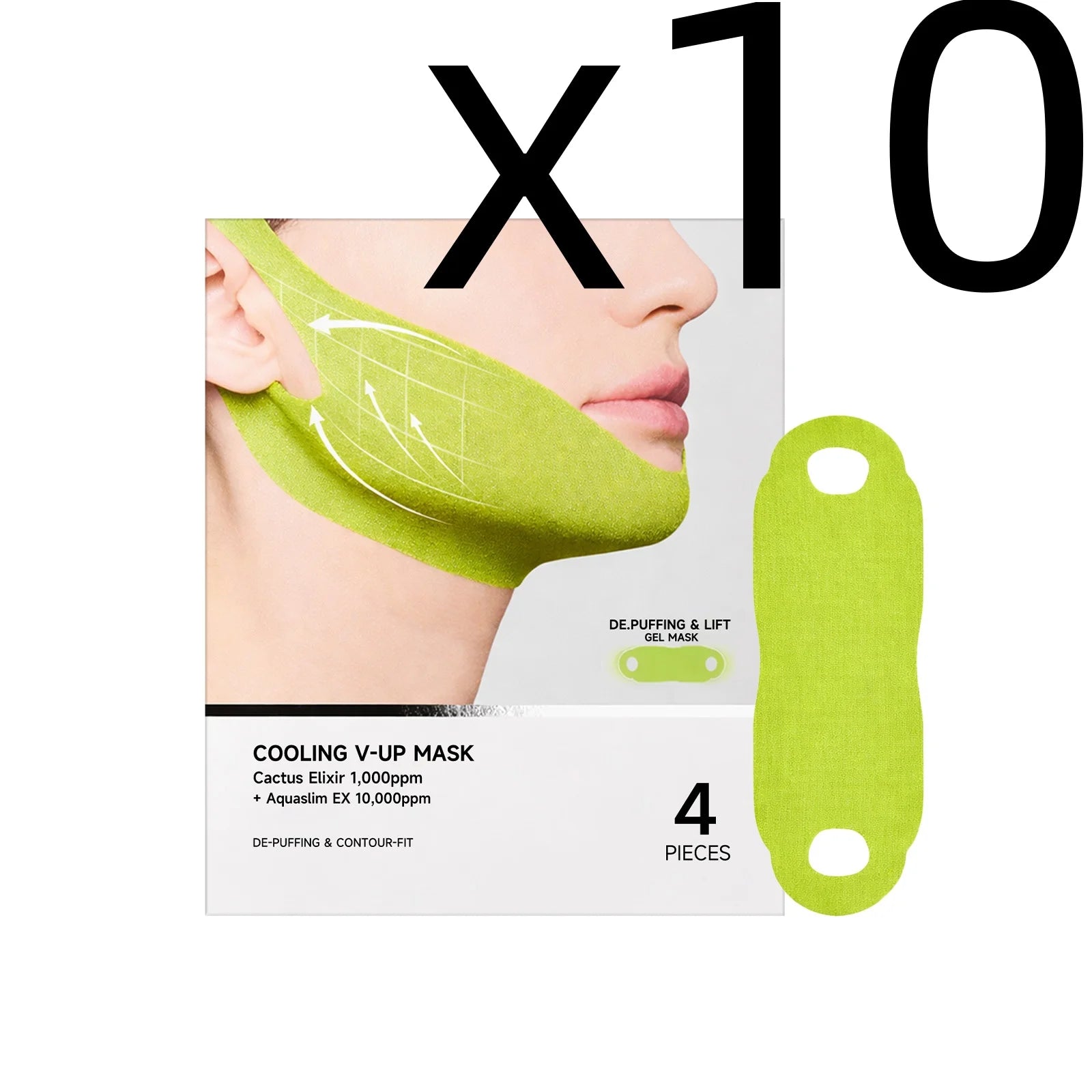 Centella Asiatica Face Lifting Mask Lift Facial Contour Tighten Skin Firm Cheek Enhance Firmness Easy Apply Face Shaping Bandage Oasis Select 4pcs Boxed X 10PCS