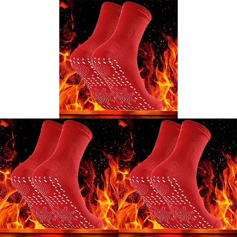9/6/3/1Pairs Magnetic Socks Self Heating Therapy Magnetic Therapy Pain Relief Socks Woman Men Self-Heating Socks Oasis Select 3 pairs-red