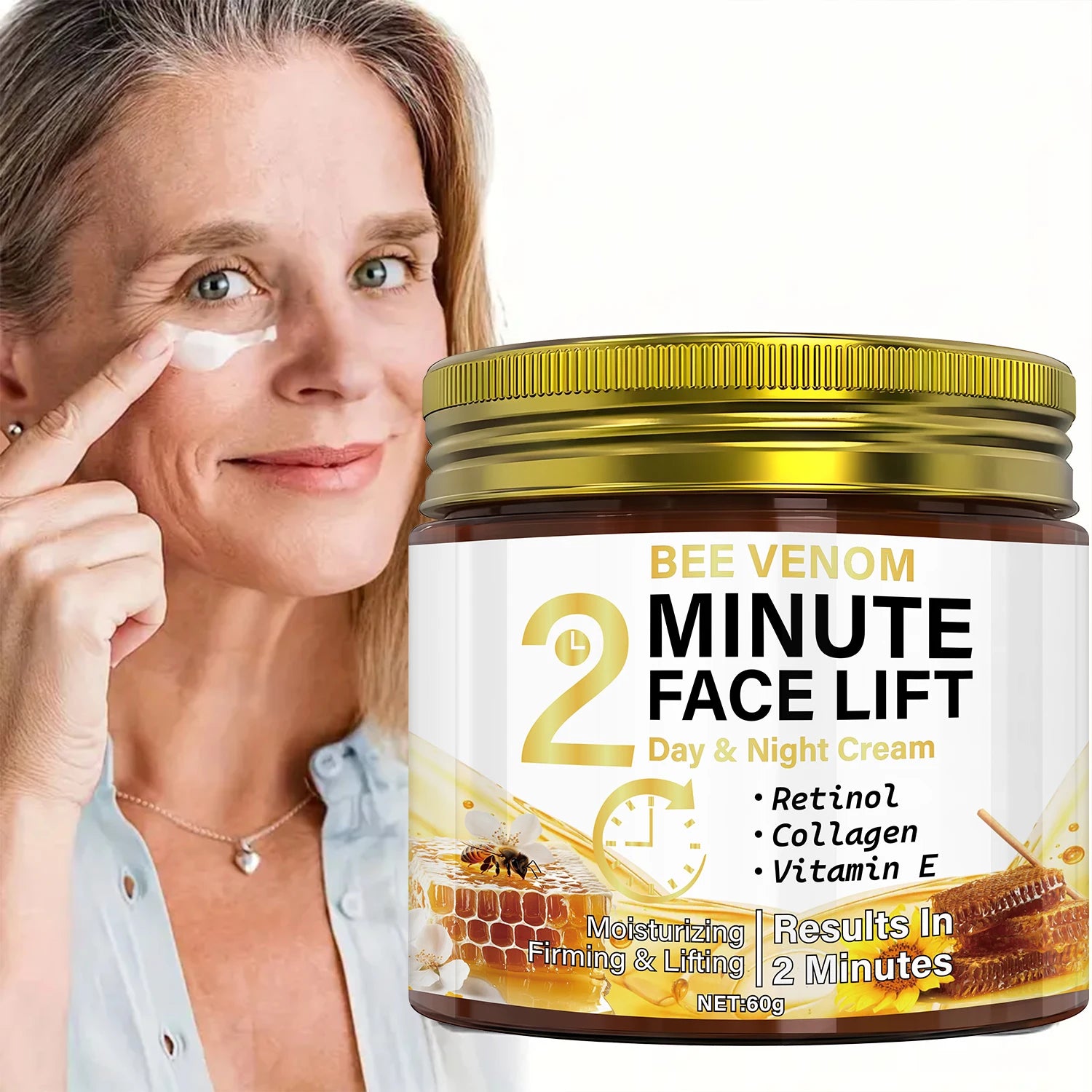 Bee Venom Anti-Aging Day & Night Cream with Retinol & Collagen - Intense Moisturizing & Firming Face Lift Treatment Oasis Select