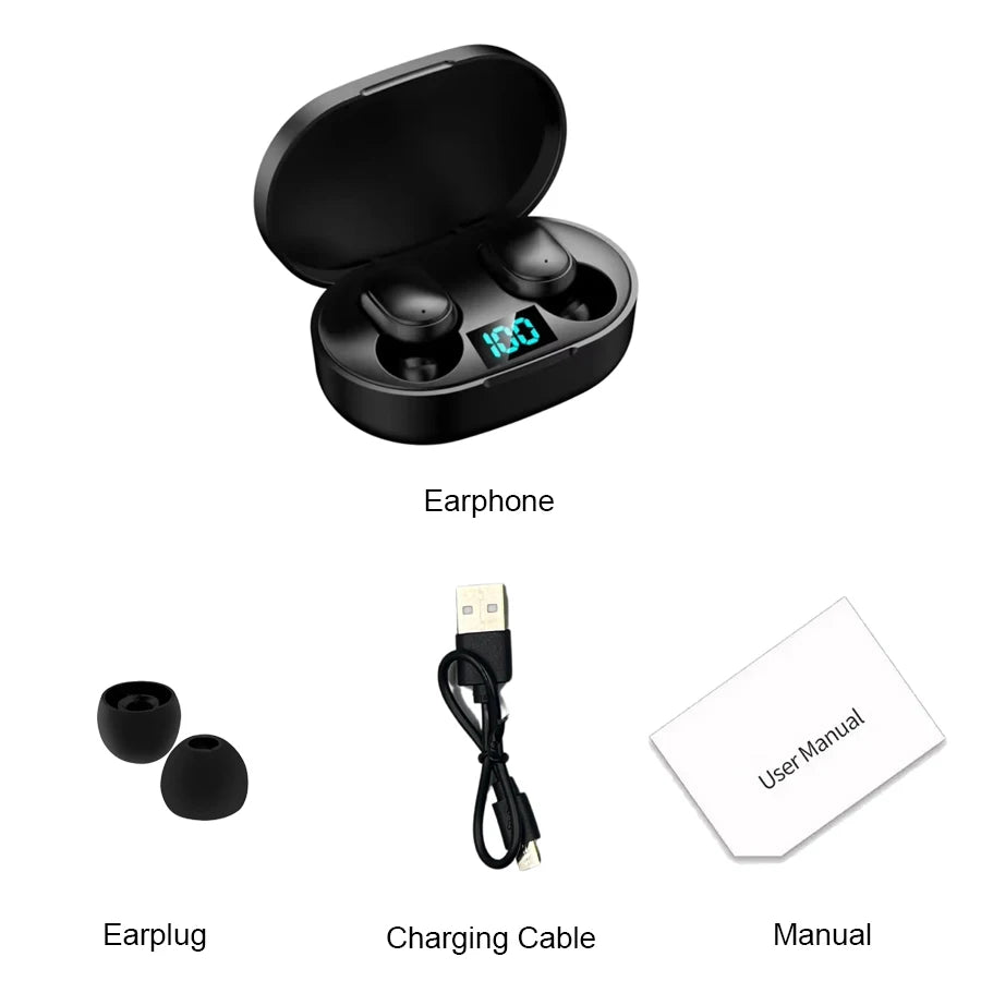 E6S TWS Bluetooth Earphones Wireless Bluetooth Headset Noise Cancelling Headsets With Microphone Headphones For Xiaomi iphone Oasis Select B