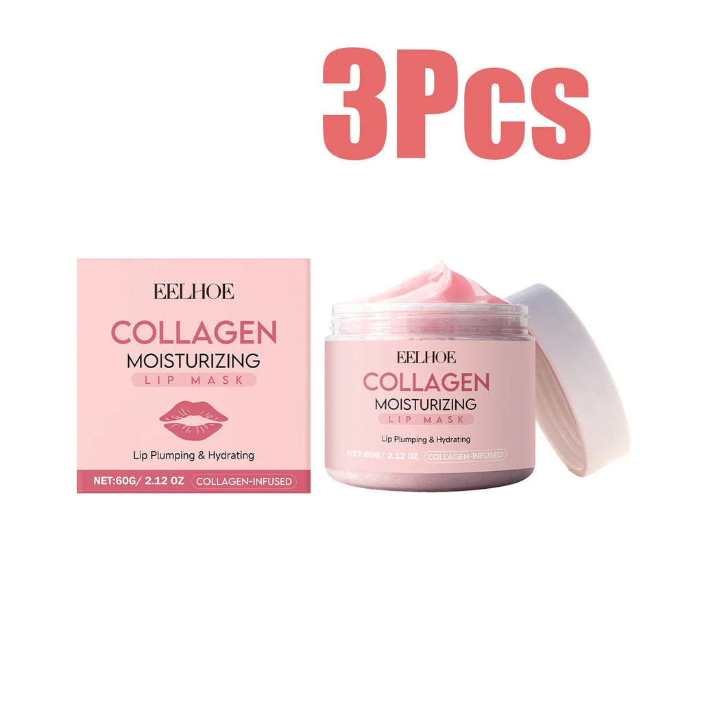 Collagen Lip Mask Overnight Repair Moisturizing Nourishing Treatment for Dry Flaky Lips Women's Lip Care Essential Fade Lip Line Oasis Select 3 x 60g Boxed