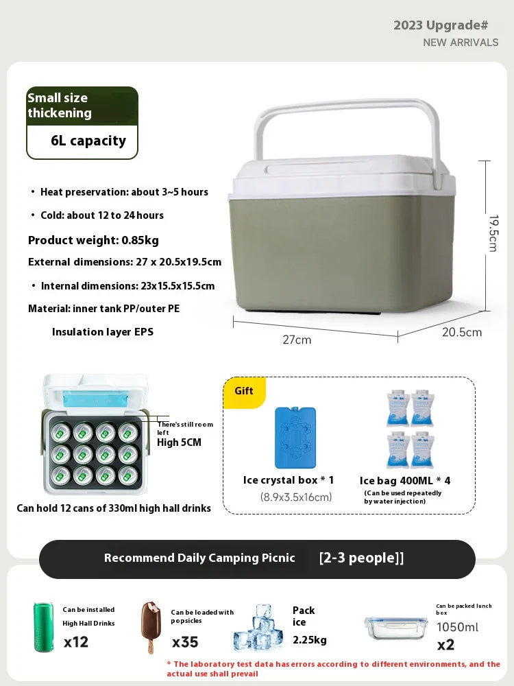 Camping Picnic Cooler Outdoor Car Portable Portable Incubator Ice Bucket Stall Picnic Ice Preservation Oasis Select 6L
