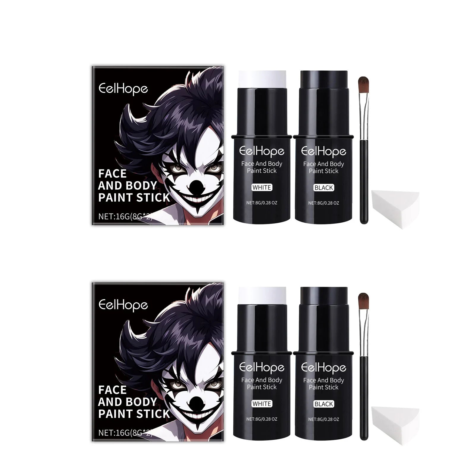 Black & White Face Body Paint Kit – Halloween & Cosplay Set Face & Body Paint Kit Oasis Select 2sets boxed
