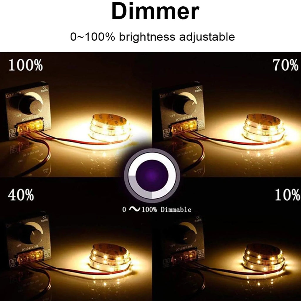 LED Dimmer 12V 24V For LED Strip 12V-24V 30A LED Light Regulator Adjustable Controller For SMD 2835 5050 LED Light Strip Oasis Select