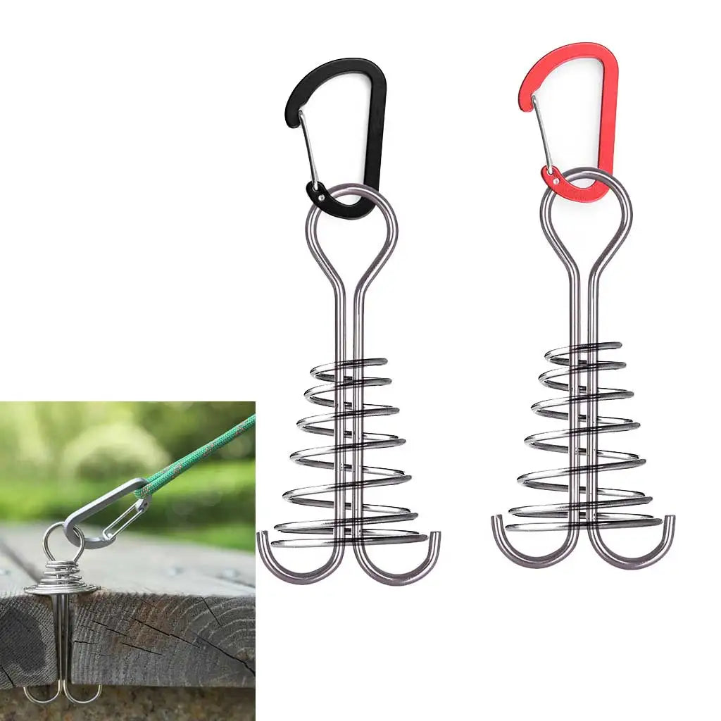 2/4Pcs Camping Tent Fishbone Anchor Peg Aluminum Alloy Spring Hook Tent Wind Rope Fixed Nail for Tarp Awning Canopy Accessories Oasis Select