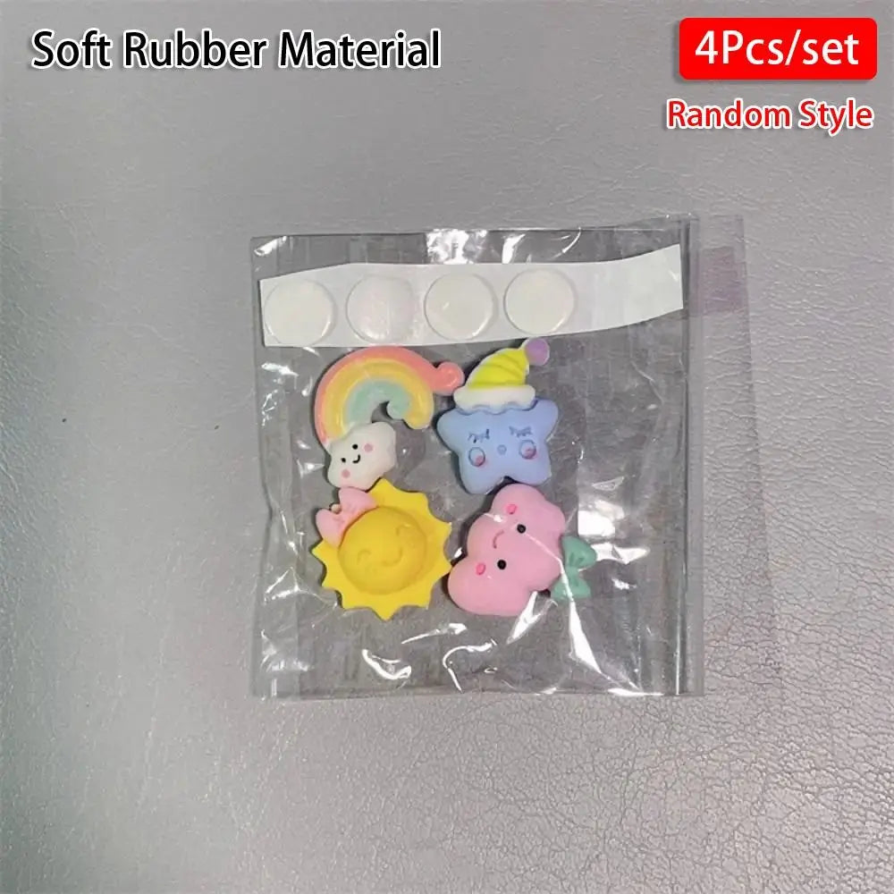 4Pcs/Pack Water Cup Stickers New DIY Decoration 3D Cartoon Sticker Refrigerator Phone Case Decoration Hard Resin Soft Rubber Oasis Select 4pcs soft rubber