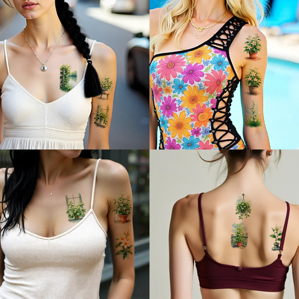 9-Pack Floral Temporary Tattoos – Waterproof Body Stickers