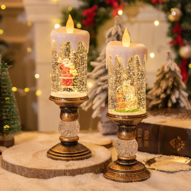 Christmas Decorations Candles Christmas Crystal Snow Lights Children's Birthday Christmas Gifts Scene Layout Holiday Decoration Oasis Select