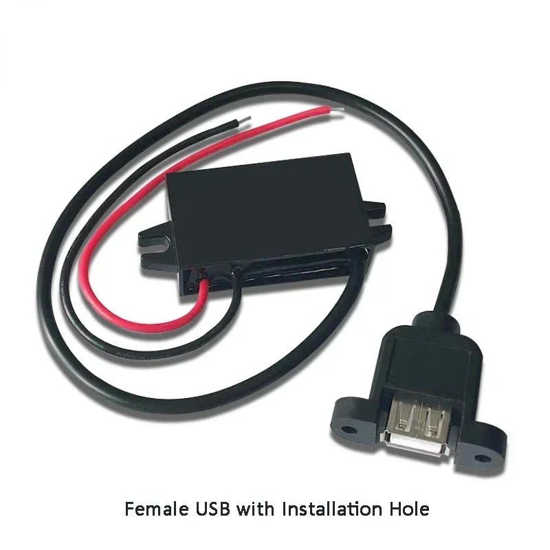 Female USB 12V 24V 48V 60V 72V Buck 5V 3A Charging Converter DC to DC Step Down Converter for battery With Multi Types USB Jack Oasis Select Female and ear 11V-90V 5V 3A