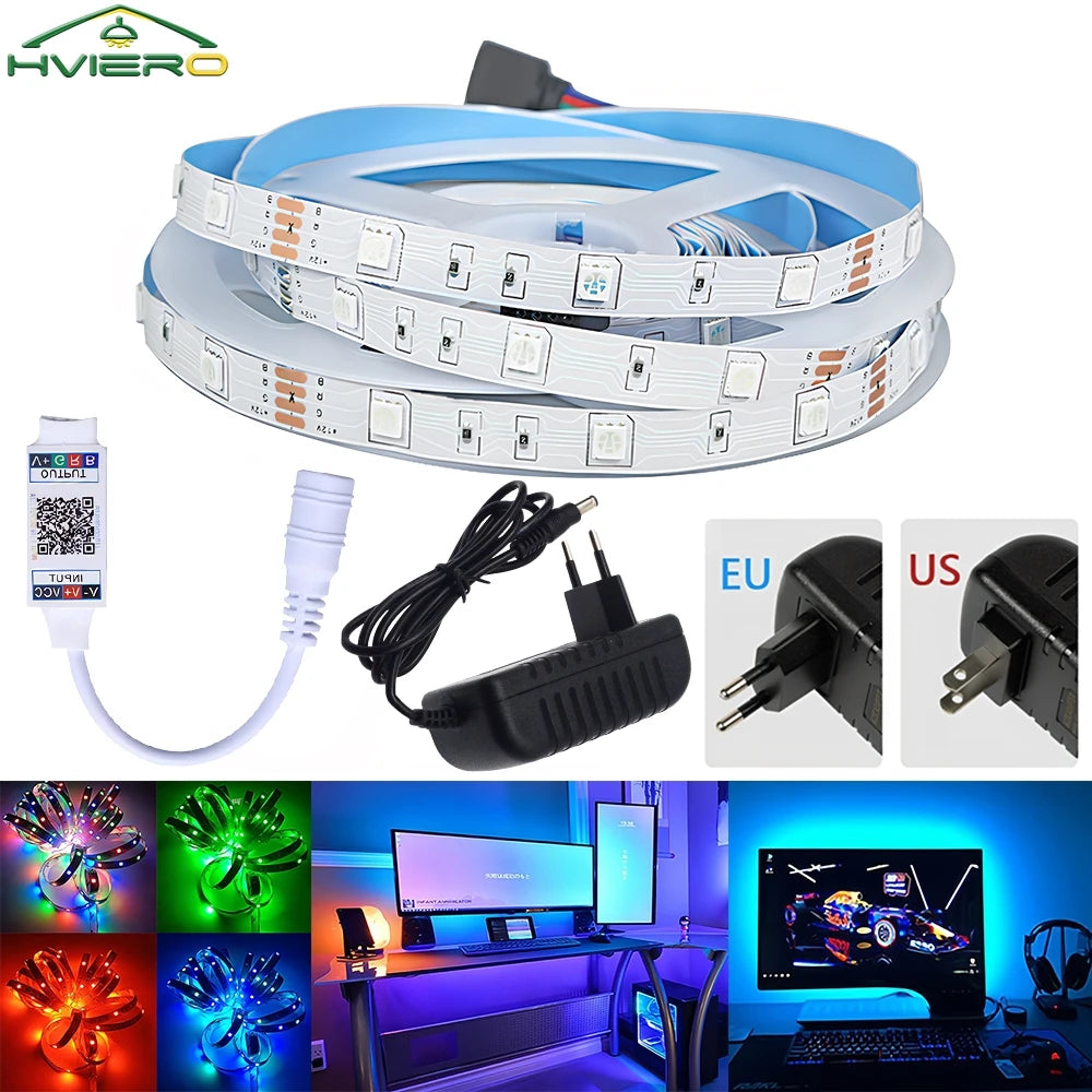RGB LED Strip Light 5M/10M SMD 2835 Bluetooth DC 12V HVIERO