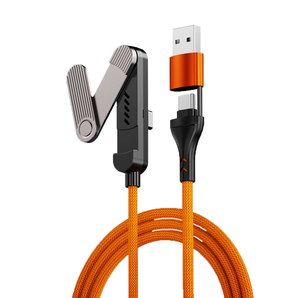 1.5M Folding Bracket Data Cable USB A Type C To Type C Charging Cable 65W Fast Charging Three Fold Holder Data Transmission Oasis Select orange 1.5m