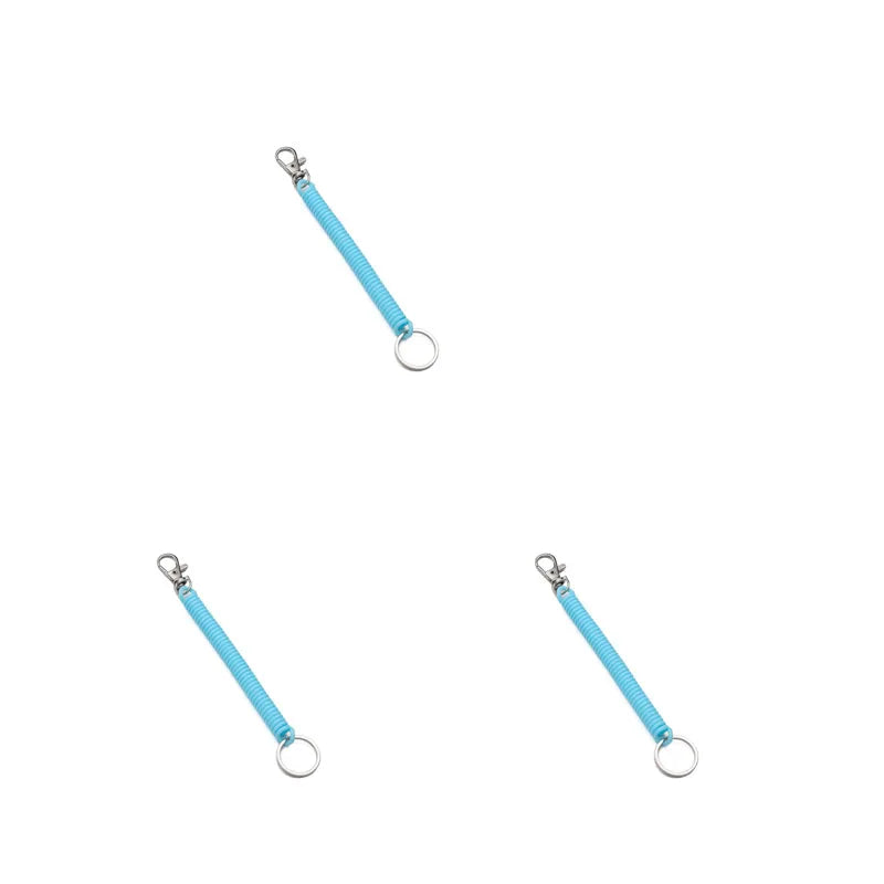 1/3pcs Elastic Wristband Spring Lanyard Key Cord Clasp Spiral Stretch Keychain Security Gear Elastic Ropes Spring Rope Key Ring Oasis Select 3pcs Light blue