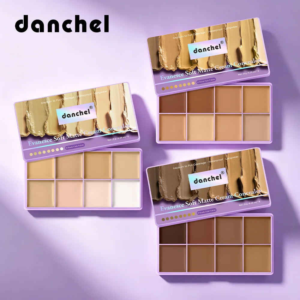 8 Shade Soft Matte Cream Concealer Palette Full Coverage Fade Dark Circles Blemishes Waterproof Long Lasting Oil Control Makeup Oasis Select