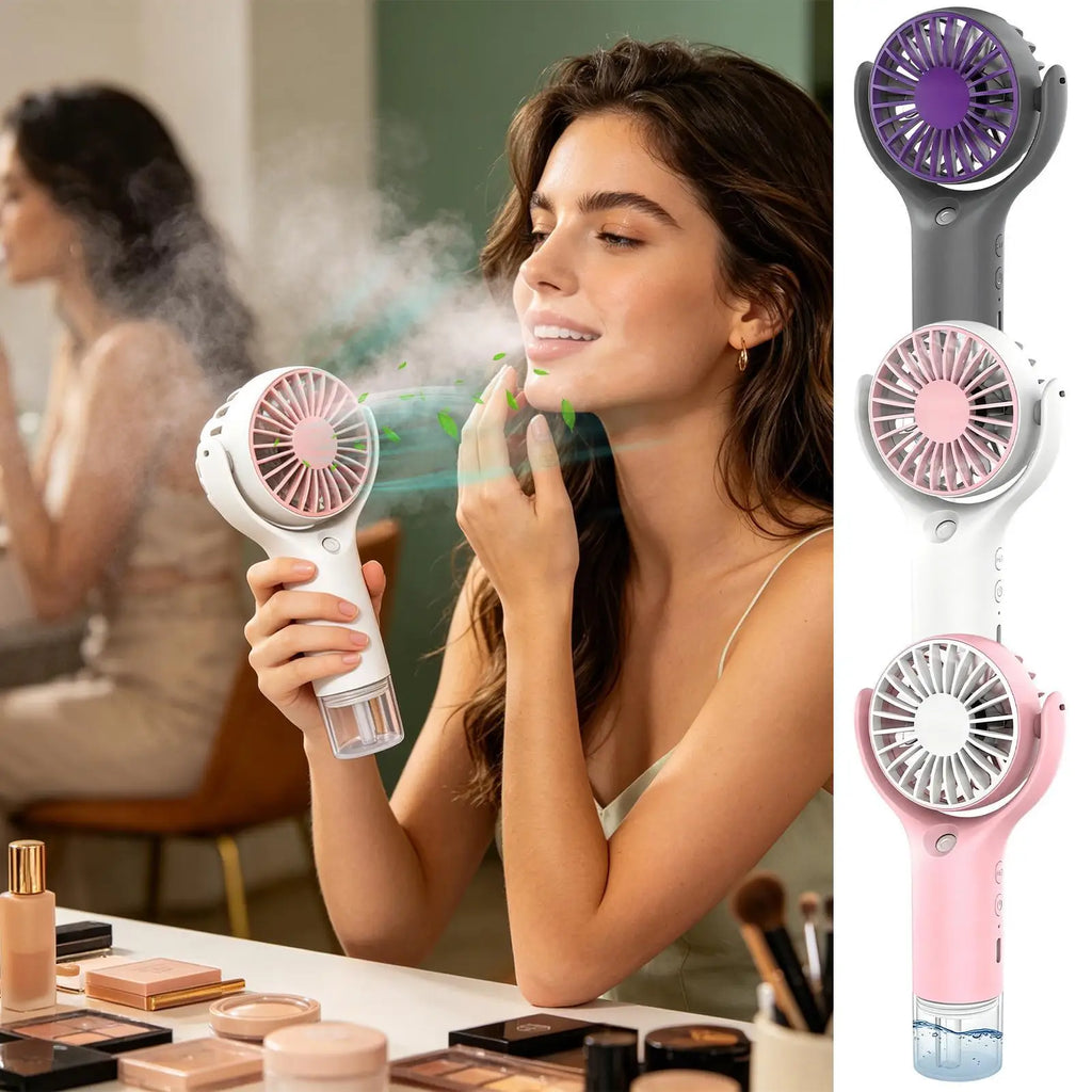 Portable Water Mist Fan Mini Handheld Fan USB Charging Spray Fans Portable Personal Hand Held Small Cooling Fan for Outdoor Oasis Select